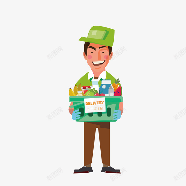 绿色蔬菜运送员矢量图ai免抠素材_88icon https://88icon.com 卡通 素材 绿色 运输 矢量图