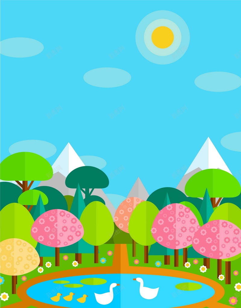 春季池塘风景矢量图ai设计背景_88icon https://88icon.com AI 太阳 平面 广告 扁平化 春季 春季池塘风景 春季池塘风景背景图片免费下载太阳 树木 模板 池塘 海报 矢量 素材 背景 花卉 雪山 风景 鸭子 鹅 矢量图