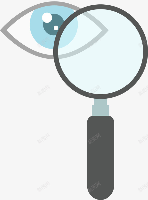 蓝色扁平放大镜眼睛png免抠素材_88icon https://88icon.com 保护眼睛 全球爱眼日 放大镜 眼睛 视力 视力检查
