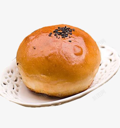 圆形黄色面包png免抠素材_88icon https://88icon.com 产品实物 松软面包 白色盘子 芝麻 黄油面包