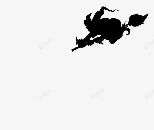 万圣节女巫骑扫把卡通元素png免抠素材_88icon https://88icon.com 万圣节 女巫 扫把 黑影