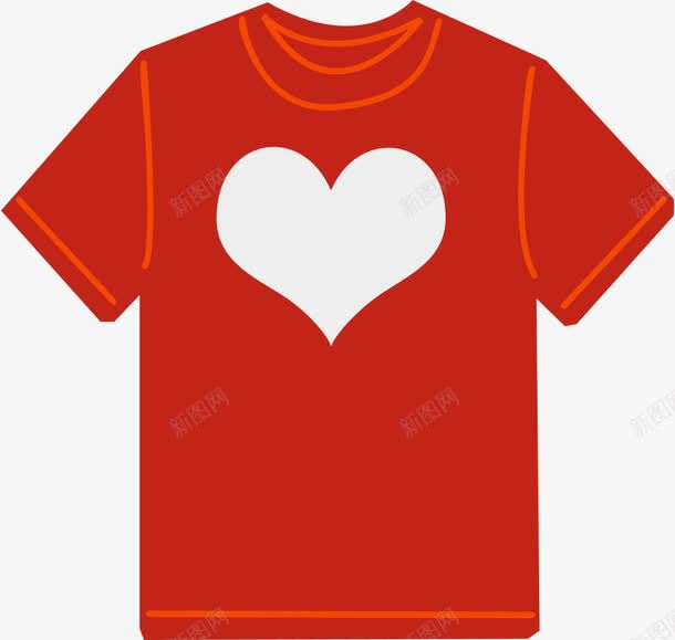 红色的白色心的卡通短袖png免抠素材_88icon https://88icon.com 卡通红色 短袖 红色 红色白色