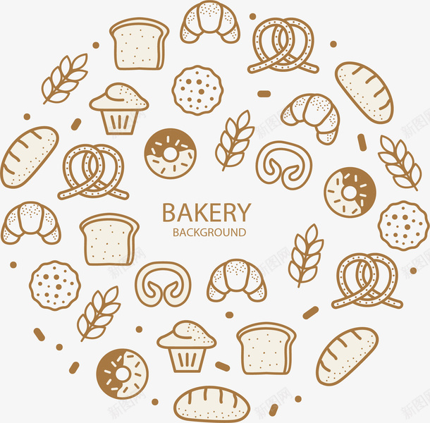 卡通可爱面包花纹矢量图ai免抠素材_88icon https://88icon.com 卡通花纹 卡通面包 可爱面包 矢量png 面包 面包花纹 矢量图