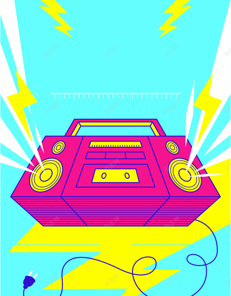 音乐海报背景矢量ai_88icon https://88icon.com 卡通 手绘 童趣 音响 矢量图