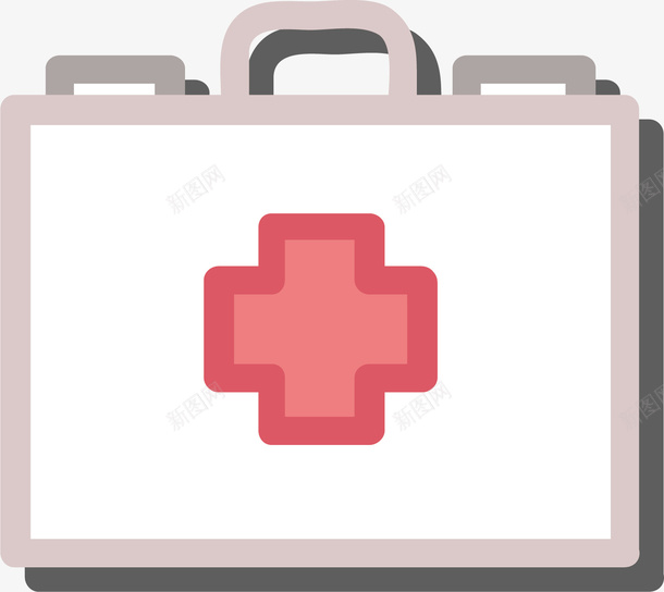 红色医疗箱矢量图ai免抠素材_88icon https://88icon.com 医疗用品 急救箱 拎手 白色 矢量图 红十字 红十字医疗箱