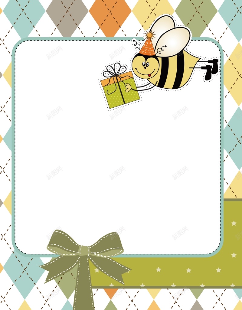 矢量卡通小蜜蜂送礼物背景ai设计背景_88icon https://88icon.com 儿童节日 卡通 小蜜蜂 手绘 海报 矢量 矢量图 背景 菱格 蝴蝶结 送礼物 黄色