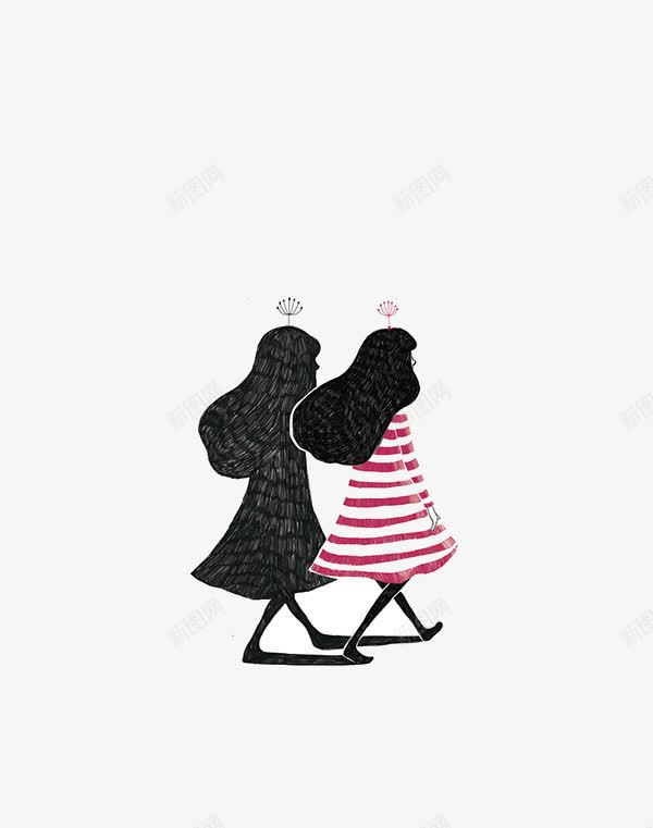 一个女孩和她的影子png免抠素材_88icon https://88icon.com 可爱 女孩 寓意 红白 长裙