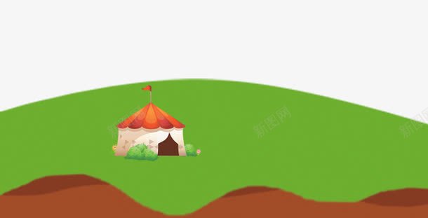 草原上的蒙古包png免抠素材_88icon https://88icon.com 卡通草原 卡通蒙古包 绿色 草原 蒙古包