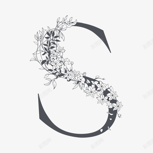 素雅花枝字母S矢量图ai免抠素材_88icon https://88icon.com S 字母 字母S 素雅字母 艺术字 艺术字母 花朵 设计字体 设计字母 矢量图