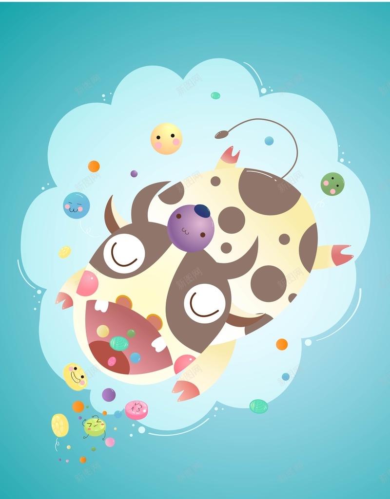 卡通插画天蓝色背景矢量图ai设计背景_88icon https://88icon.com 卡通 卡通海报背景 天蓝色 手绘 插画 有趣 海报设计 矢量 童趣 糖果 设计 青色 矢量图