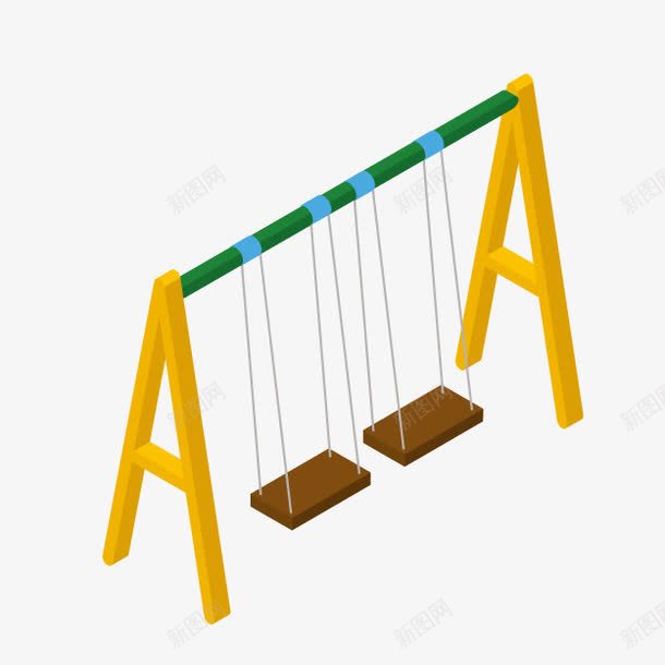 卡通双人秋千png免抠素材_88icon https://88icon.com 公园设施 卡通游乐园 卡通秋千 双人秋千