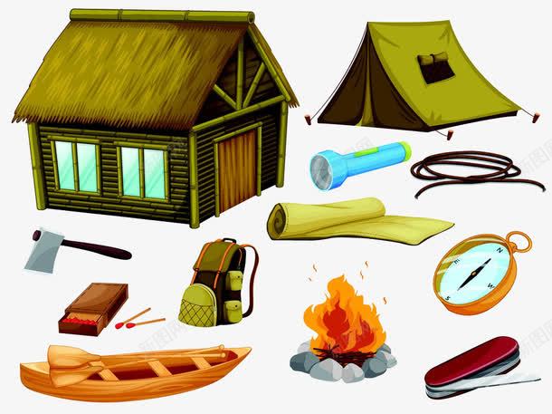 露营用具工具png免抠素材_88icon https://88icon.com 卡通 帐篷 房子 指南针 露营