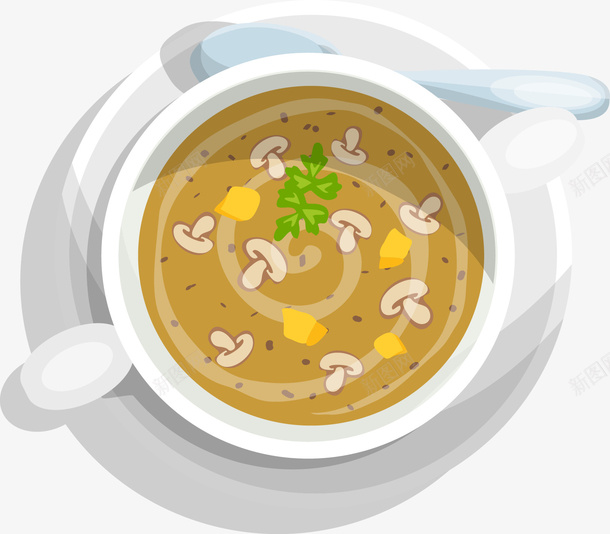 一碗蘑菇汤png免抠素材_88icon https://88icon.com 卡通汤 浓汤 矢量装饰 蘑菇汤 装饰