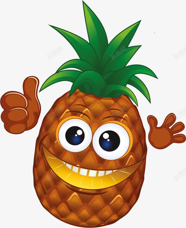 微笑的菠萝png免抠素材_88icon https://88icon.com 卡通 大拇指 夸奖 微笑 拟人 果蔬 棒 菠萝