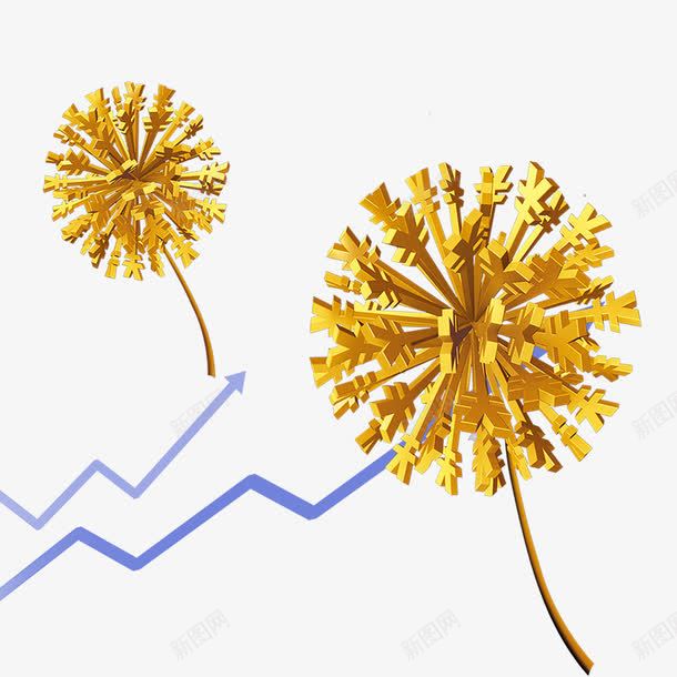 金钱蒲公英psd免抠素材_88icon https://88icon.com 箭头 蒲公英 金币 金钱
