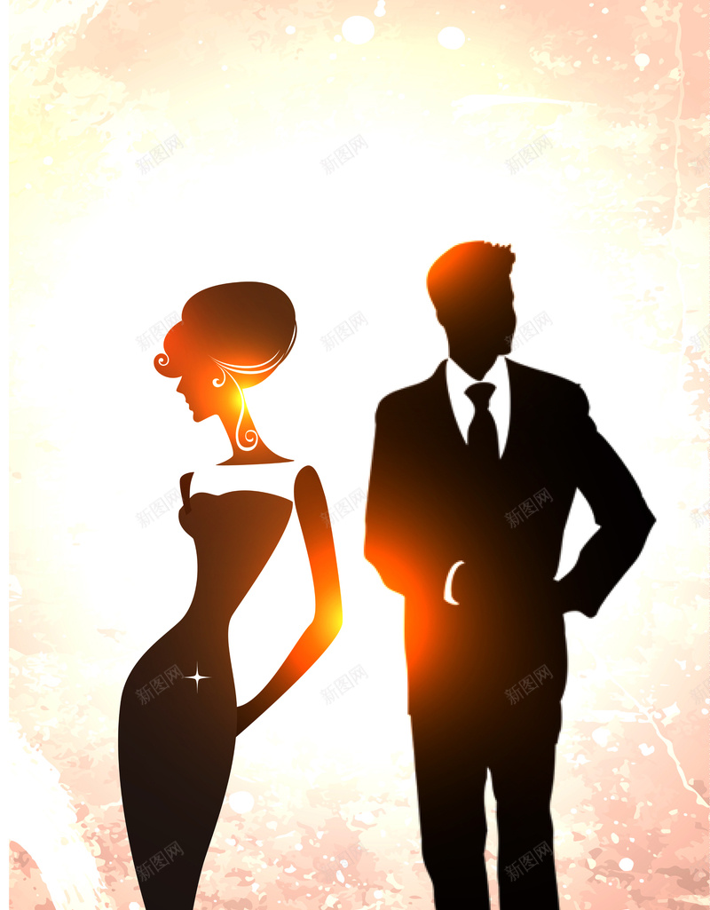男人与女人剪影创意海报背景矢量图ai设计背景_88icon https://88icon.com 光晕 创意海报 剪影背景 商务海报 女人剪影 浪漫海报 男人剪影 都市男女 高光 矢量图