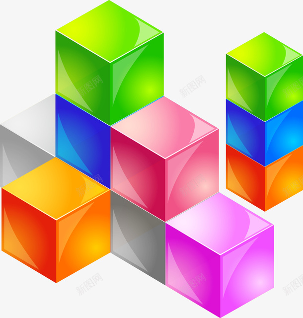 彩色小正方体图形png免抠素材_88icon https://88icon.com 几何图 几何立方 彩色 彩色图形 立方 立方体 立方图形
