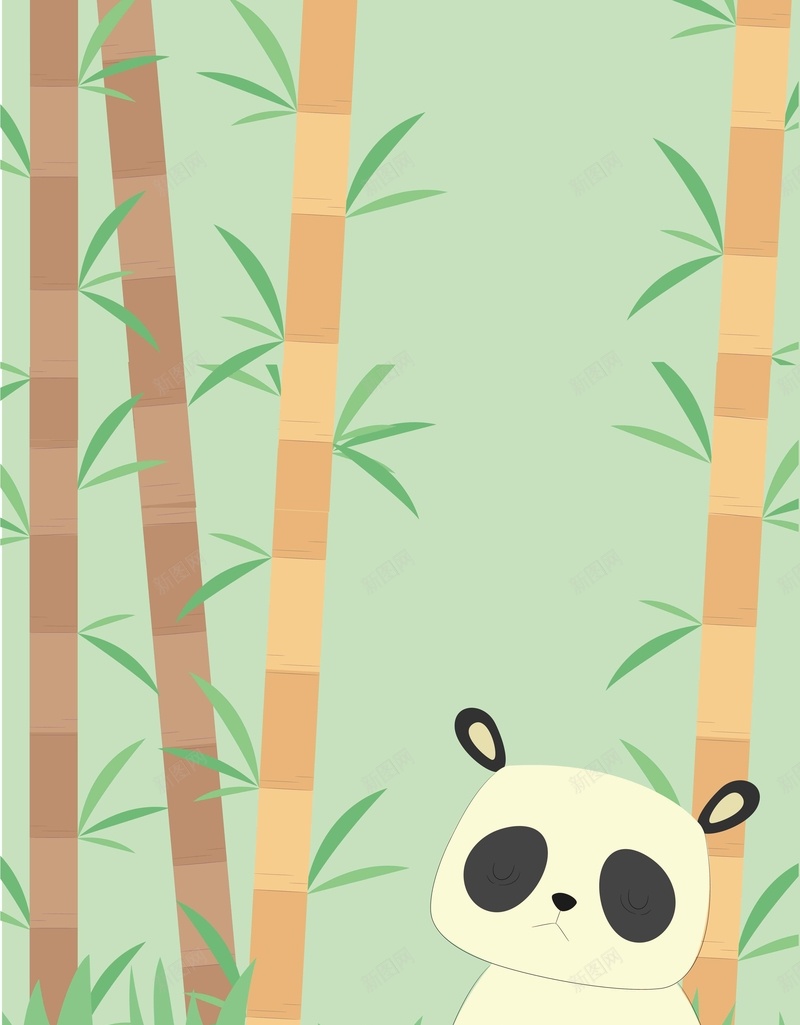 矢量卡通动物熊猫绿色简约背景ai设计背景_88icon https://88icon.com 动物 卡通 手绘 插画 熊猫 矢量 简约背景 绿色背景 矢量图