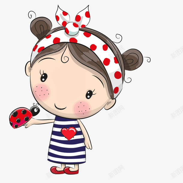 卡通手绘小女孩矢量图ai免抠素材_88icon https://88icon.com 卡通 可爱 小女孩 手绘 春天 瓢虫 矢量图