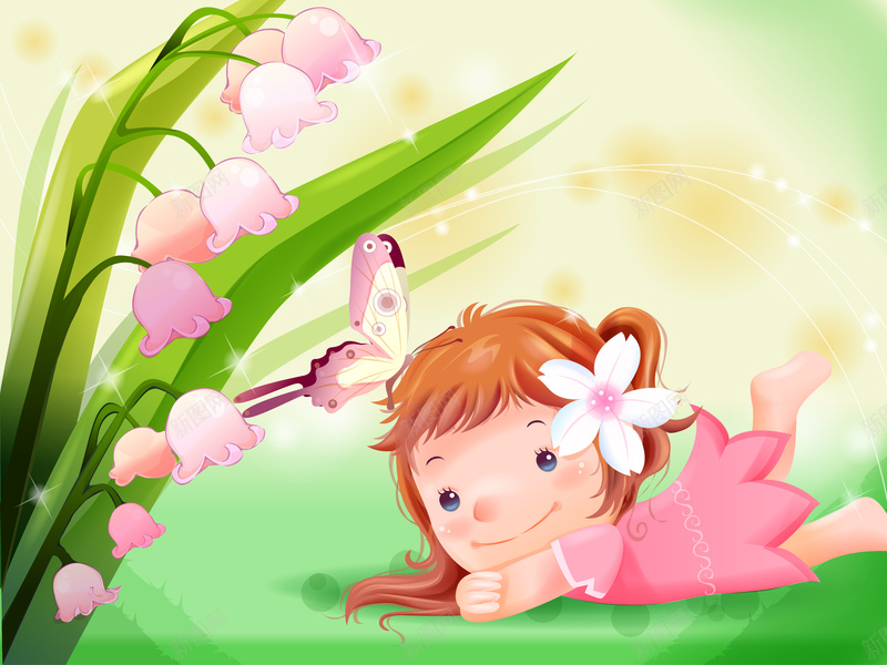 小女孩与蝴蝶嬉戏儿童卡通插画矢量图ai设计背景_88icon https://88icon.com 儿童 卡通 小女孩 手绘 插画 童趣 蝴蝶开心 矢量图