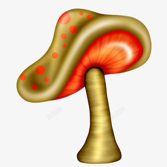 手绘金色蘑菇png免抠素材_88icon https://88icon.com 卡通蘑菇 小红点 手绘蘑菇 红点蘑菇 金色蘑菇