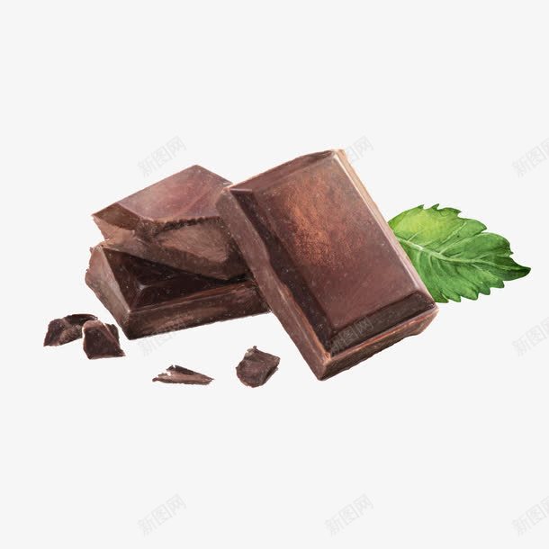 巧克力板砖png免抠素材_88icon https://88icon.com 巧克力 树叶 碎屑 立体