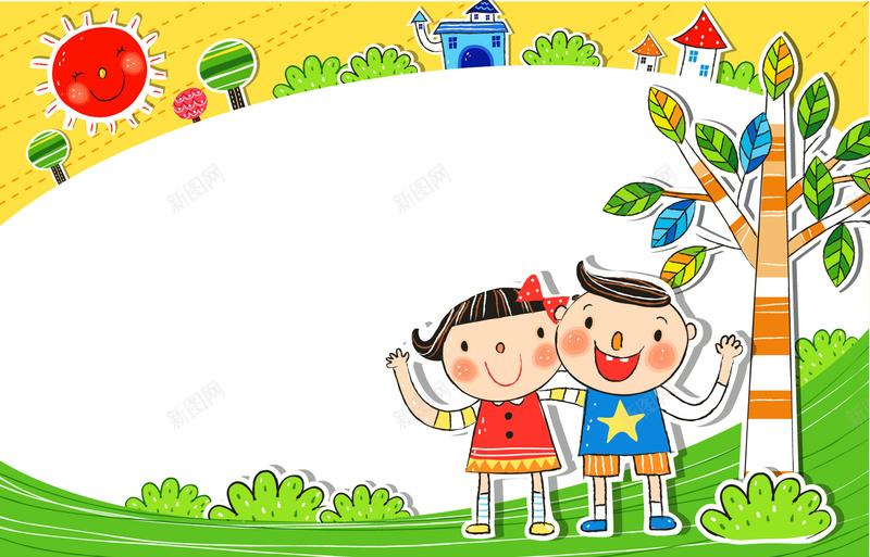 卡通学校儿童背景矢量图ai_88icon https://88icon.com 儿童 卡通 学校 手绘 白色 童趣 背景 矢量图