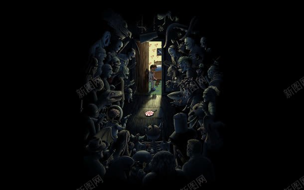 创意惊悚小男孩jpg设计背景_88icon https://88icon.com 创意 惊悚 男孩