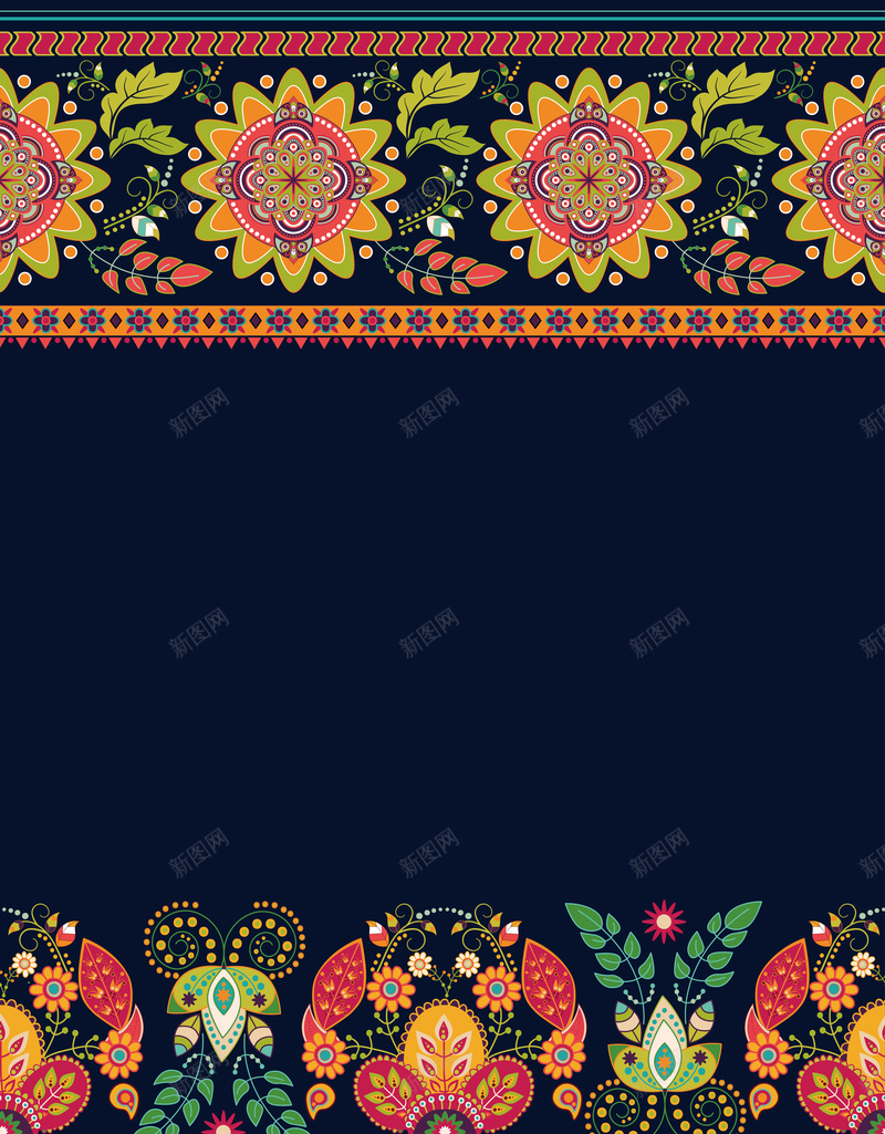 民族风古典花纹样式背景矢量图ai设计背景_88icon https://88icon.com 传统花纹 古典样式 古典花纹 大气 手绘 民族风 民族风布艺 蓝色 蓝黑色 矢量图