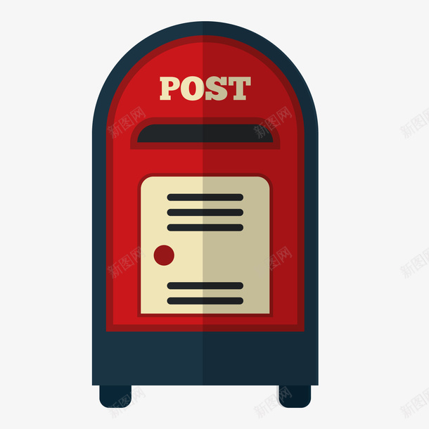 红色的寄件箱矢量图ai免抠素材_88icon https://88icon.com 卡通 寄件箱 扁平化 红色 邮件 邮箱 矢量图