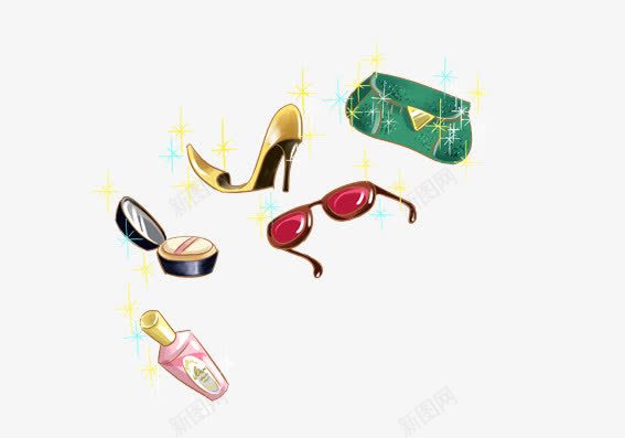 卡通饰品png免抠素材_88icon https://88icon.com 包包 卡通饰品 眼睛 粉盒 饰品 香水 高跟鞋