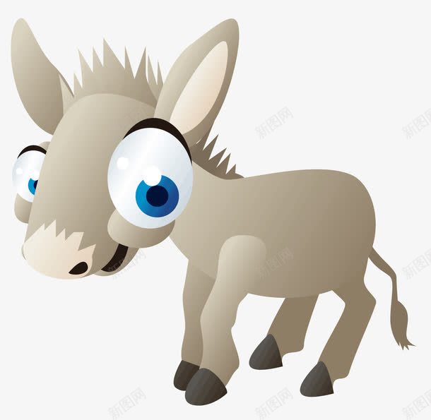 卡通灰色的小驴png免抠素材_88icon https://88icon.com 卡通 卡通图案 灰色的小动物 白色的大眼睛 蓝色的眼珠 黑色的脚丫