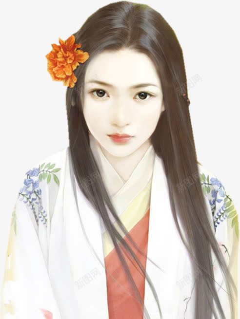 带着花朵散发动人女子古风手绘png免抠素材_88icon https://88icon.com 动人 古风 女子 带着 手绘 散发 花朵