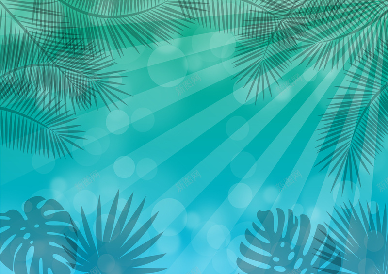 蓝色背景花纹纹理平面广告矢量图ai设计背景_88icon https://88icon.com 光晕 平面广告 条纹 树叶 纹理 花纹 蓝色背景 阳光 矢量图