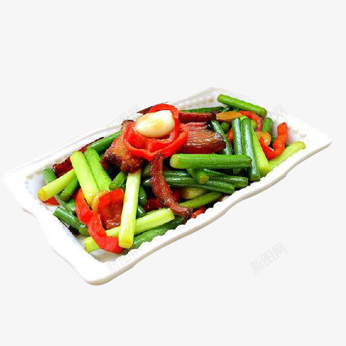 长形白盘子装点的美食蒜台炒肉png免抠素材_88icon https://88icon.com 家常菜 小炒美食 白色盘子 美食佳肴 蒜台炒肉 蒜台炒菜 蒜苔炒肉 蒜薹肉丝