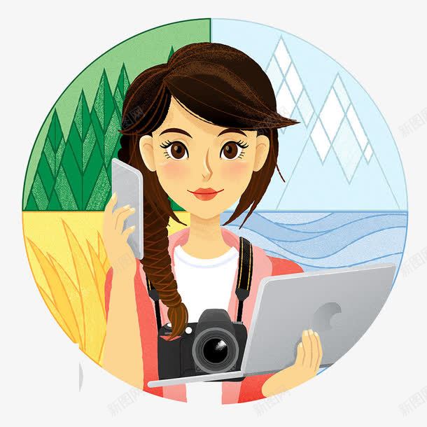 创意手绘美女记者png免抠素材_88icon https://88icon.com 创意设计 卡通设计 可爱动物设计