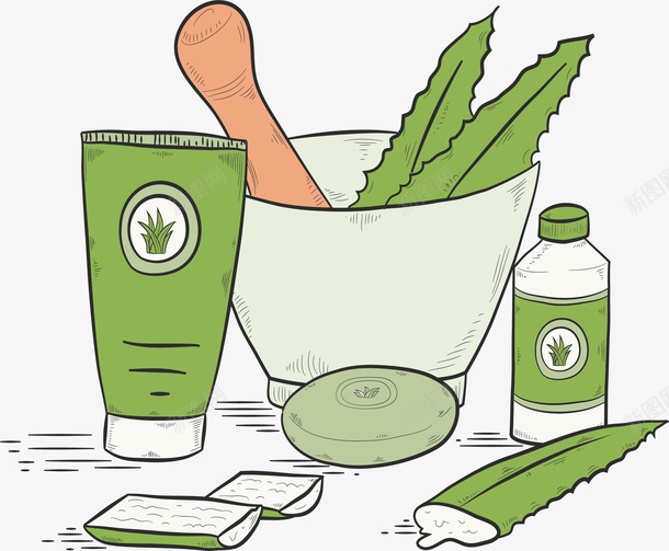 手工芦荟面膜矢量图eps免抠素材_88icon https://88icon.com 手工面膜 消炎 矢量素材 芦荟 芦荟面膜 矢量图
