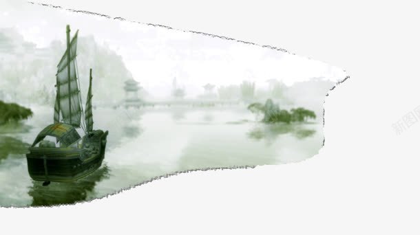 中国元素水墨画png免抠素材_88icon https://88icon.com 水墨 水墨画素材 湖泊 船只 船舶