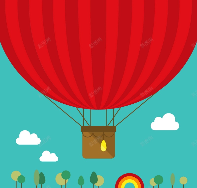 红色热气球矢量图ai设计背景_88icon https://88icon.com 卡通 手绘 树木 气球 热气球 童趣 红色 蓝色 矢量图