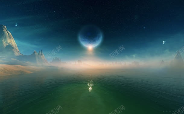 梦幻蓝色星空海面jpg设计背景_88icon https://88icon.com 星空 梦幻 海面 蓝色