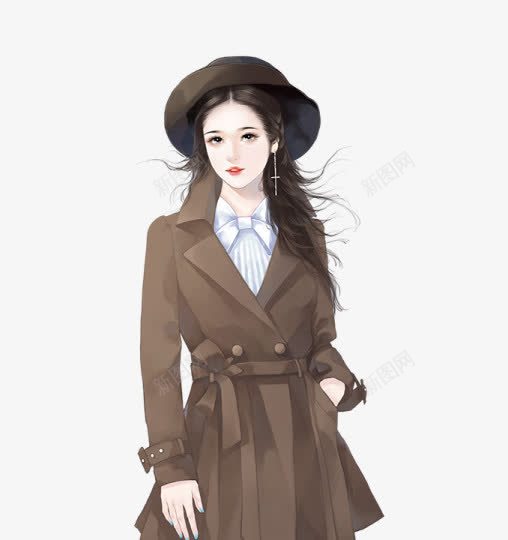 风衣带帽女子图稿png免抠素材_88icon https://88icon.com 图稿 女子 风衣