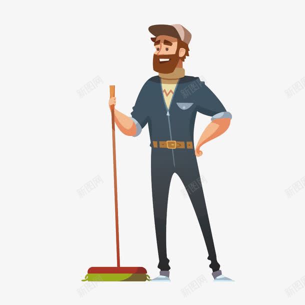 卡通清洁人员png免抠素材_88icon https://88icon.com 人物 卡通 卫生 打扫 清洁