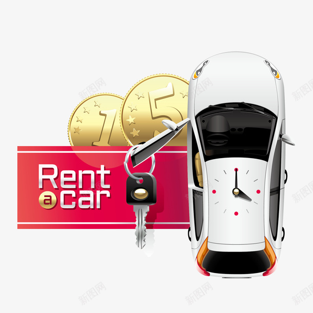 汽车金币矢量图eps免抠素材_88icon https://88icon.com 汽车 金币 钥匙 矢量图