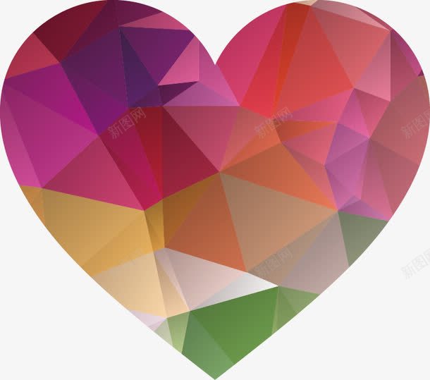 幻彩几何形爱心png免抠素材_88icon https://88icon.com 几何形 心 情人节 爱心