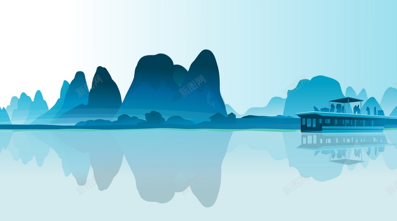 山水风景背景矢量图ai设计背景_88icon https://88icon.com 河流 海报 湖泊 背景 高山 矢量图