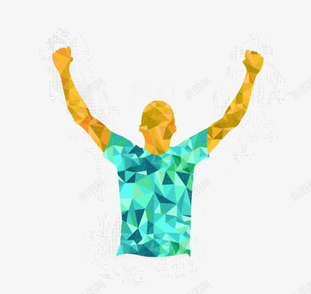 快乐多边形的人举手png免抠素材_88icon https://88icon.com 举手 运动psd 运动感 运动风 高举手臂
