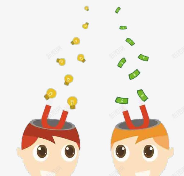 可爱卡通元素png免抠素材_88icon https://88icon.com 元素 创意 卡通 吸铁石 头脑 彩色 金钱