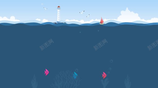 深海灯塔卡通插画jpg设计背景_88icon https://88icon.com 卡通 插画 深海 灯塔