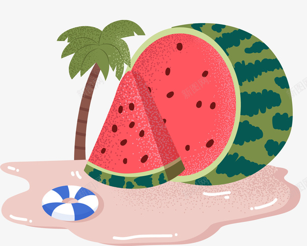 卡通夏日西瓜矢量图ai免抠素材_88icon https://88icon.com 墨镜 夏天 夏日 太阳 度假 旅游 树叶 沙滩 海滩 海边 矢量图 立夏 花环 装饰 西瓜 西瓜破 边框 阳伞