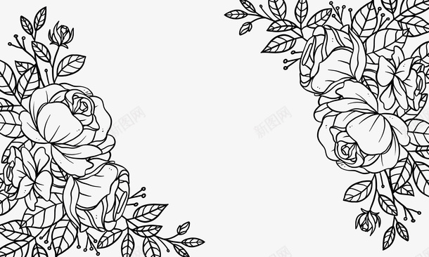 线描花卉植物海报边框png免抠素材_88icon https://88icon.com 云纹 叶子 手绘 抽象 线描植物 线描花纹 线稿花纹 花朵